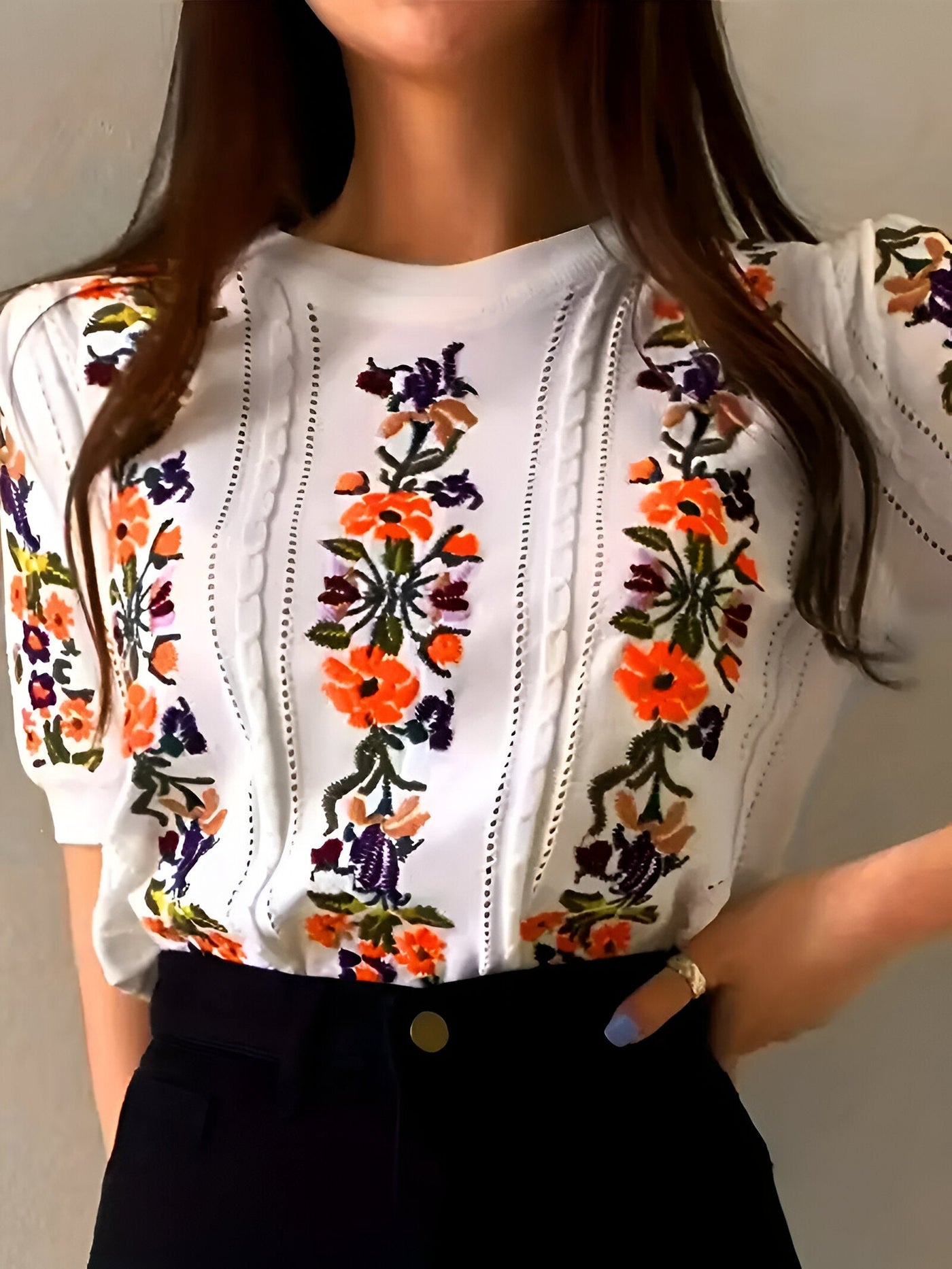 Nadette | Frisches Floral-Top mit kurzen Ärmeln