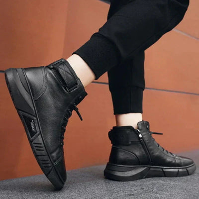 Brandon | Schwarze Leder-Schuhe mit hohem Schnitt