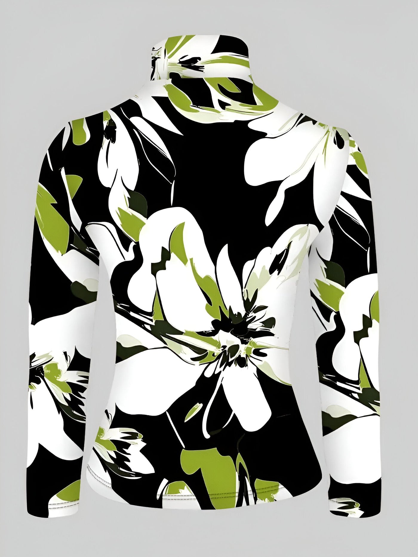 Risa | Sexy Floral Print High Neck Turtleneck Langarm T-Shirt