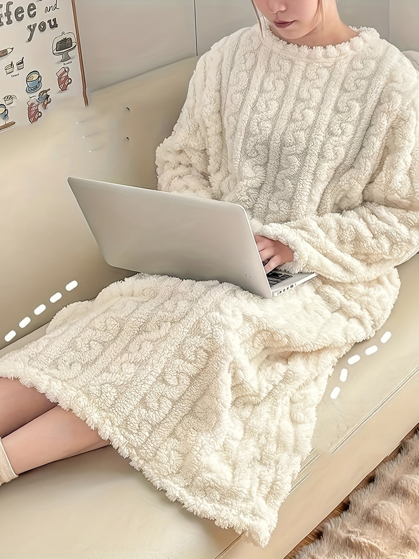 Gemütliches Jacquard-Nachthemd - Einfarbig und Kuschelig