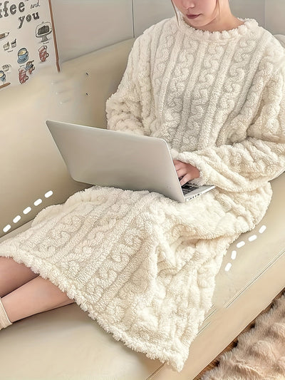 Gemütliches Jacquard-Nachthemd - Einfarbig und Kuschelig