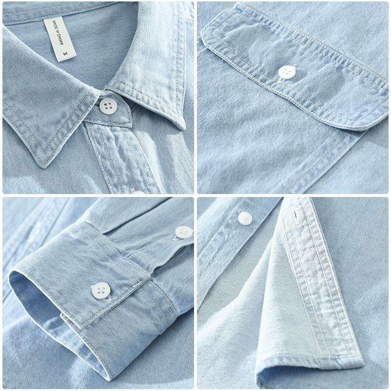 Andrea – Lässiges Denim Langarm-Top