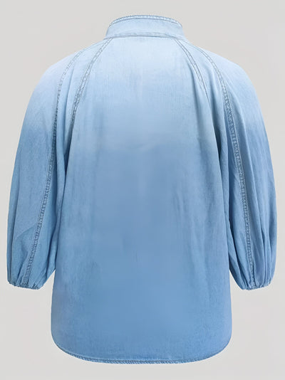 Loralye | Elegante Denim-Bluse mit Schleifenfront