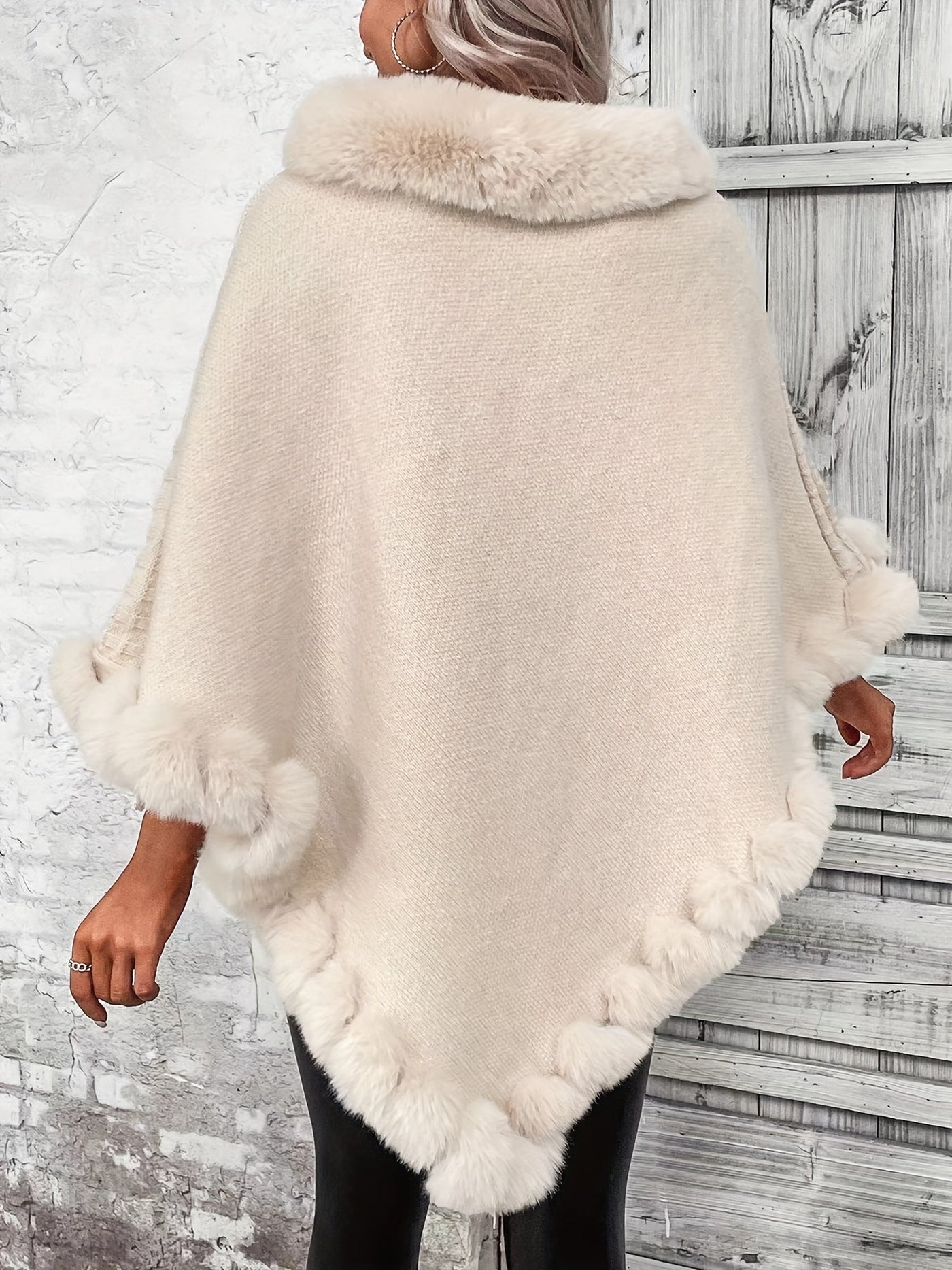 Elegantes Waffelstrick-Poncho - Sofia