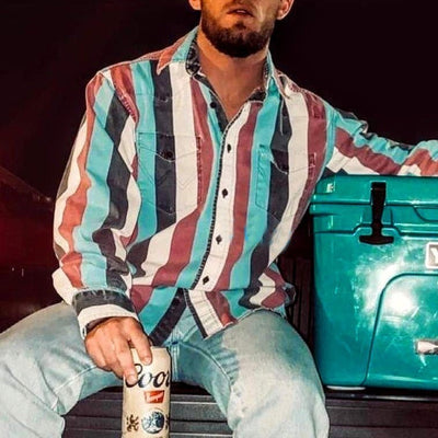 Damon – Lässiges Herrenhemd mit Retro-Print und langen Ärmeln