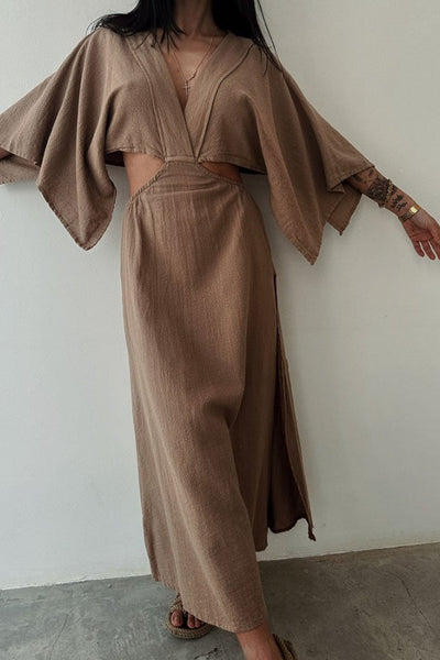 Elvira® | Schickes Kleid aus Baumwolle und Leinen mit freiliegender Taille