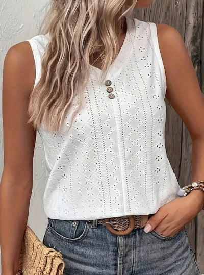 Stephanie – Elegantes Ärmelloses V-Ausschnitt Top