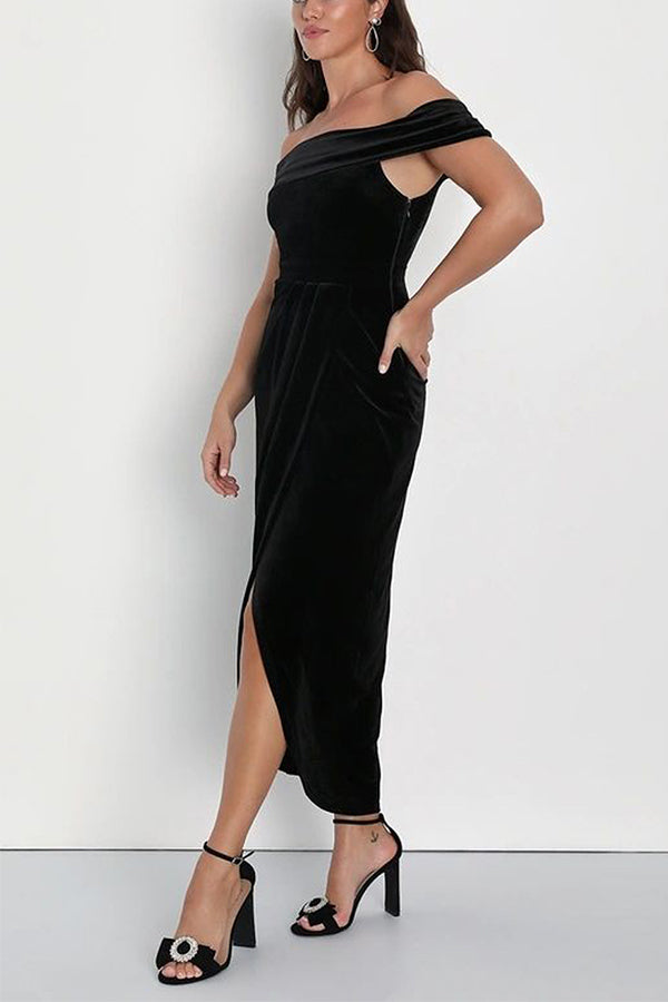 Lorelei® | Elegantes One-Shoulder-Schlitzkleid aus Samt