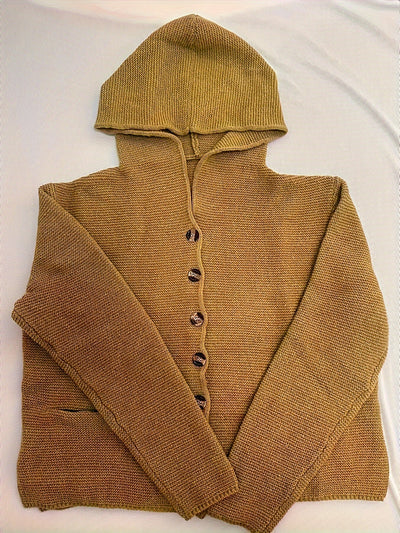 Grauer Kapuzen-Cardigan mit Knöpfen - Lara