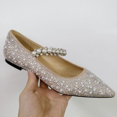 Jessie – Spitzenschuhe mit Strass und Perlen