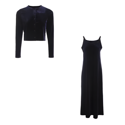 Heidi | Elegantes Samt-Westen & Trägerkleid-Set