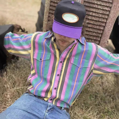 Damon – Lässiges Herrenhemd mit Retro-Print und langen Ärmeln