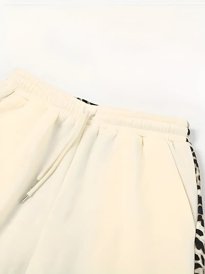 Rhea | Fleecegefütterte Leopard-Print Color-Block Freizeithose