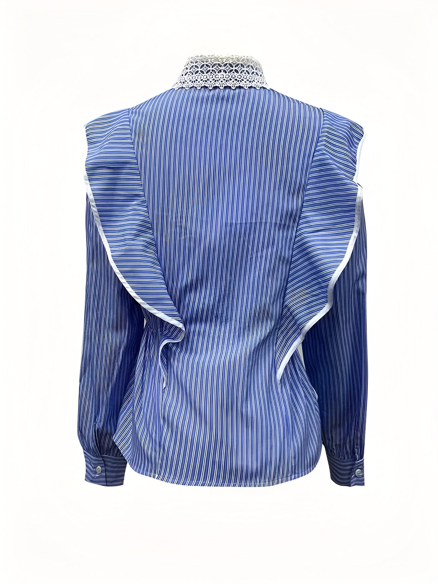 Marleisha | Elegantes gestreiftes Langarmshirt mit Spitze und Rüschendetails