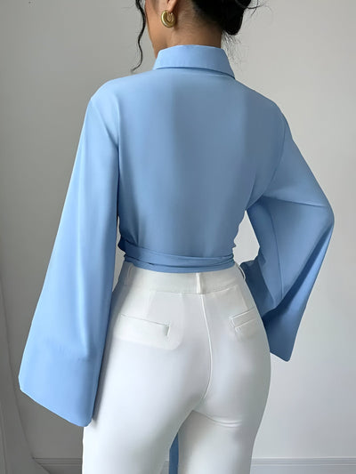 Madchen | Trendiges Crop-Top mit Schleife und Glockenärmeln