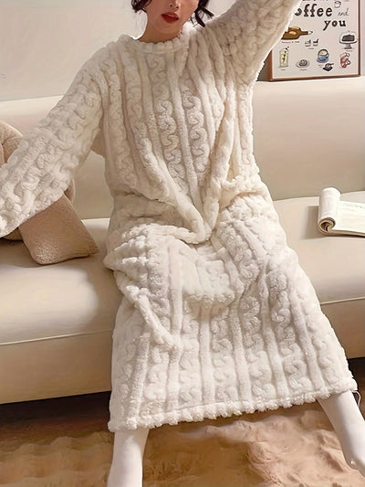 Gemütliches Jacquard-Nachthemd - Einfarbig und Kuschelig