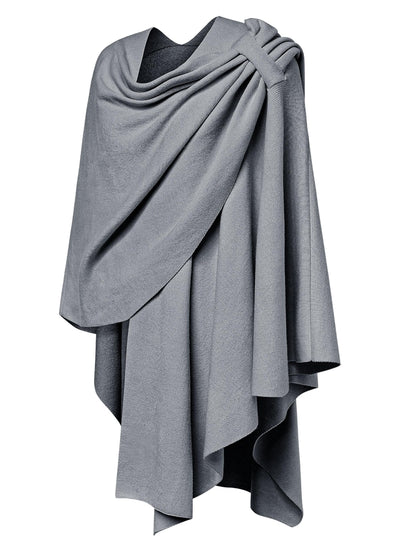 Schwarzer Poncho Pullover mit Überkreuz-Front - Eleganza