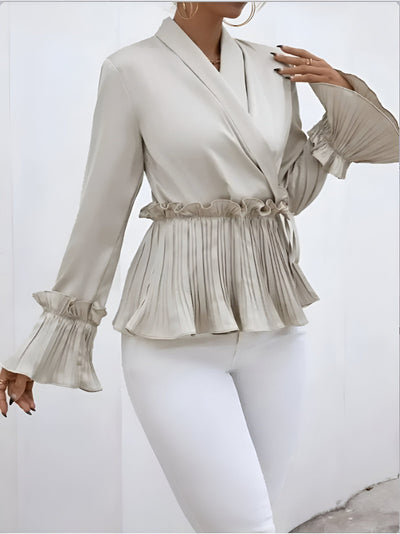 Orlanda | Elegantes V-Ausschnitt Bluse mit Faltendetail