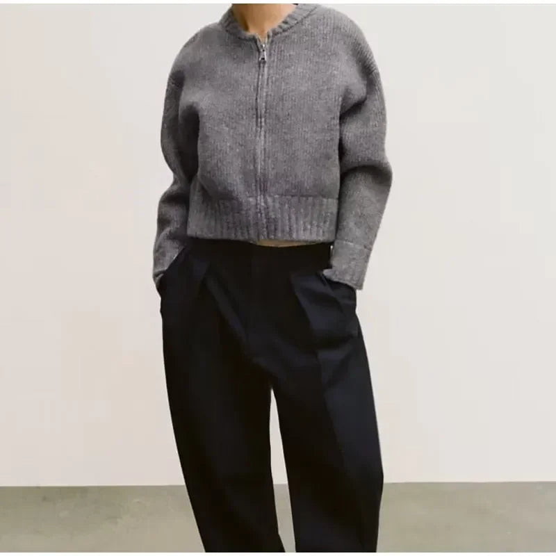 Eleganter Strick-Cardigan mit Reißverschluss für Damen