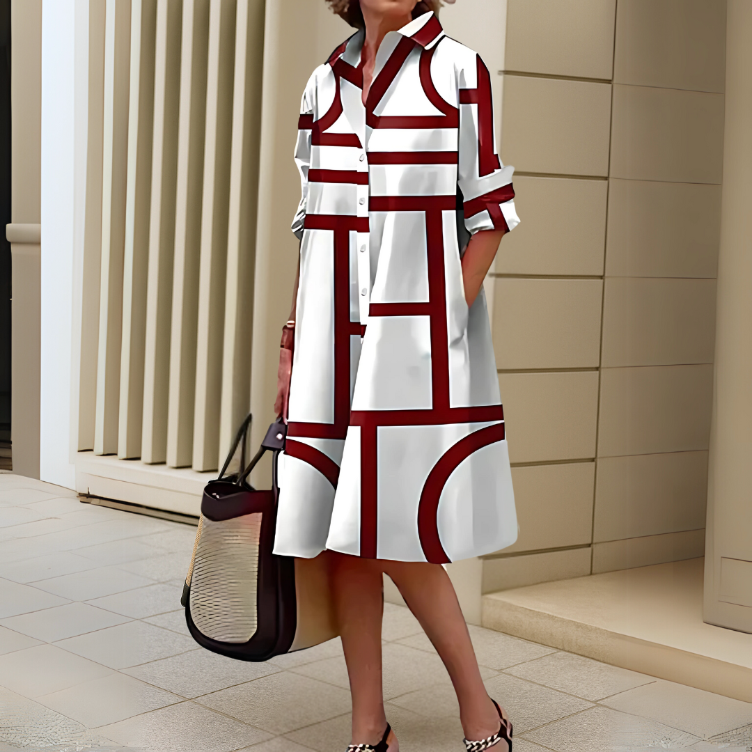 Helena™ | Elegantes Kleid mit geometrischem Muster