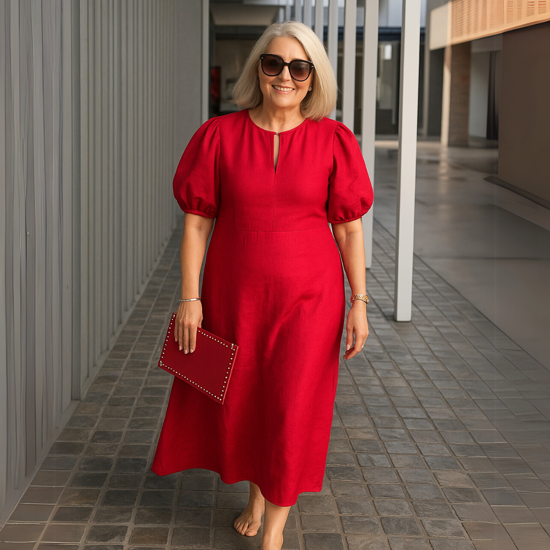 Els™ | Elegantes schlichtes Kleid mit V-Ausschnitt