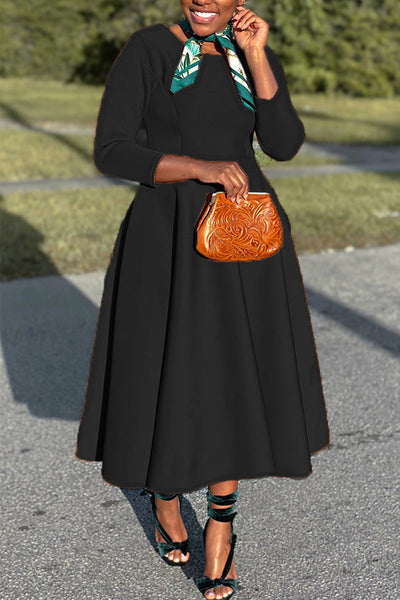 Madanela - Elegantes Swing-Kleid mit 3/4-Ärmeln für Damen für besondere Anlässe