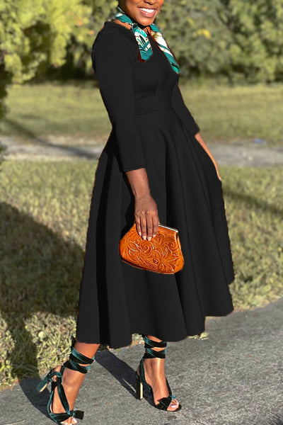 Madanela - Elegantes Swing-Kleid mit 3/4-Ärmeln für Damen für besondere Anlässe