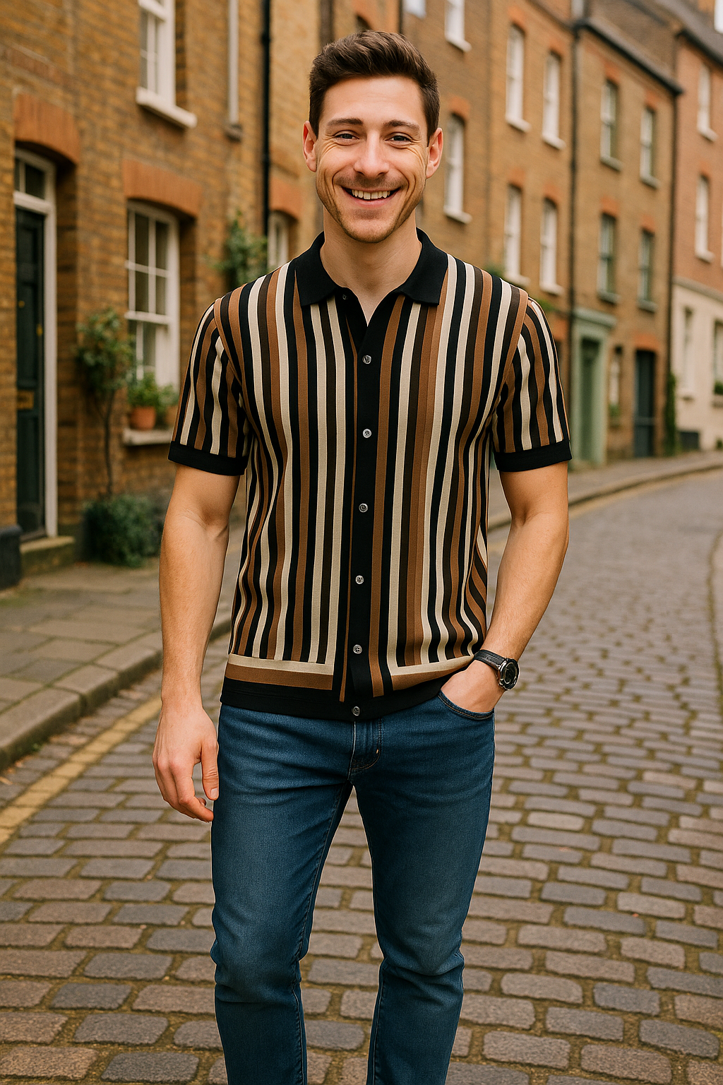 Renzo – Das gestreifte strickpolo für männer mit stilgefühl und premium-charakter