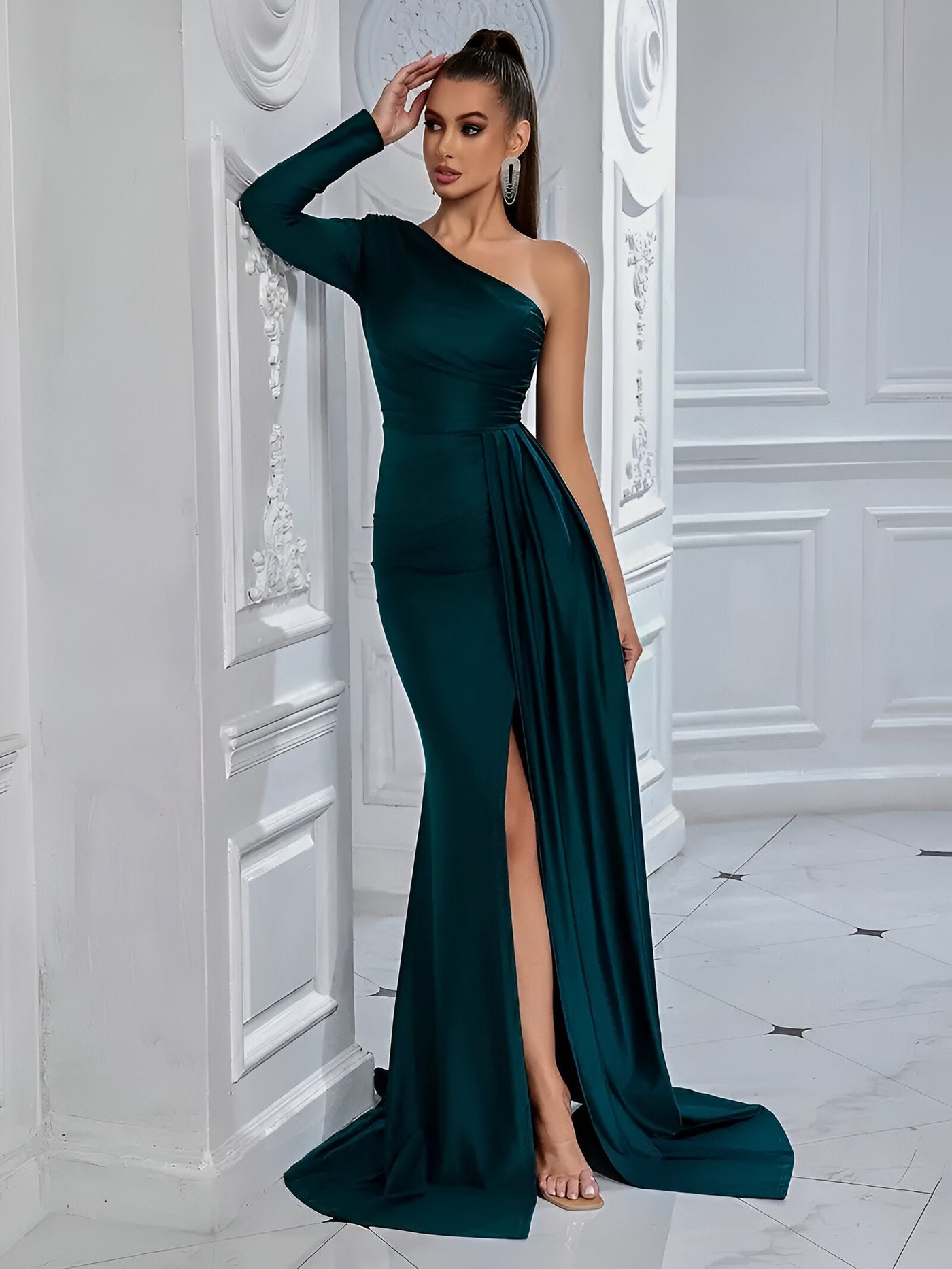 Samira | Elegantes Drapiertes Seidenabendkleid