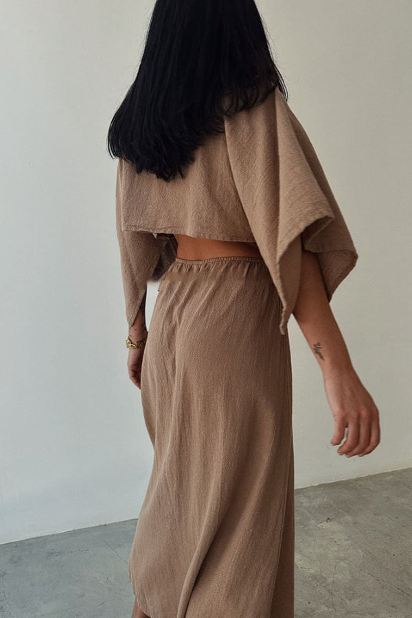 Elvira® | Schickes Kleid aus Baumwolle und Leinen mit freiliegender Taille