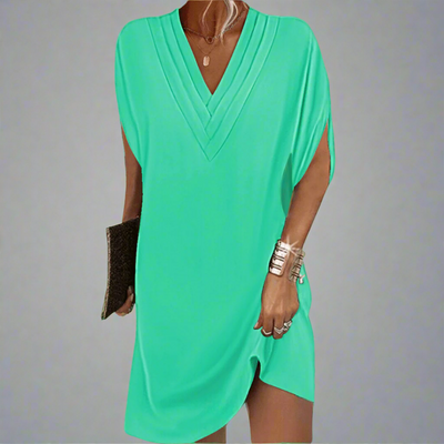 Anja| Elegantes V-Ausschnitt Damenkleid Aus Premiumstoff Für Festliche Anlässe