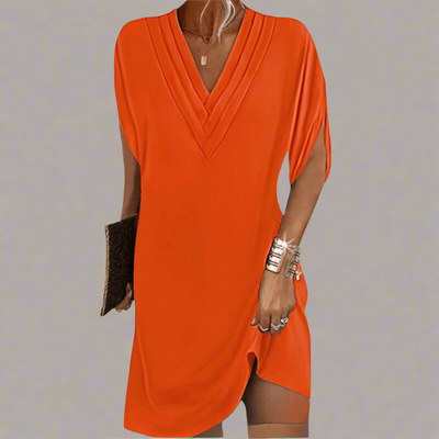 Anja| Elegantes V-Ausschnitt Damenkleid Aus Premiumstoff Für Festliche Anlässe