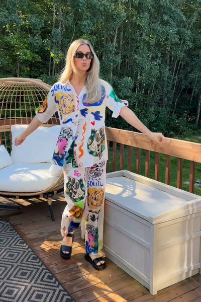 Jenny® | Lässiges zweiteiliges Set mit künstlerischem Graffiti-Print