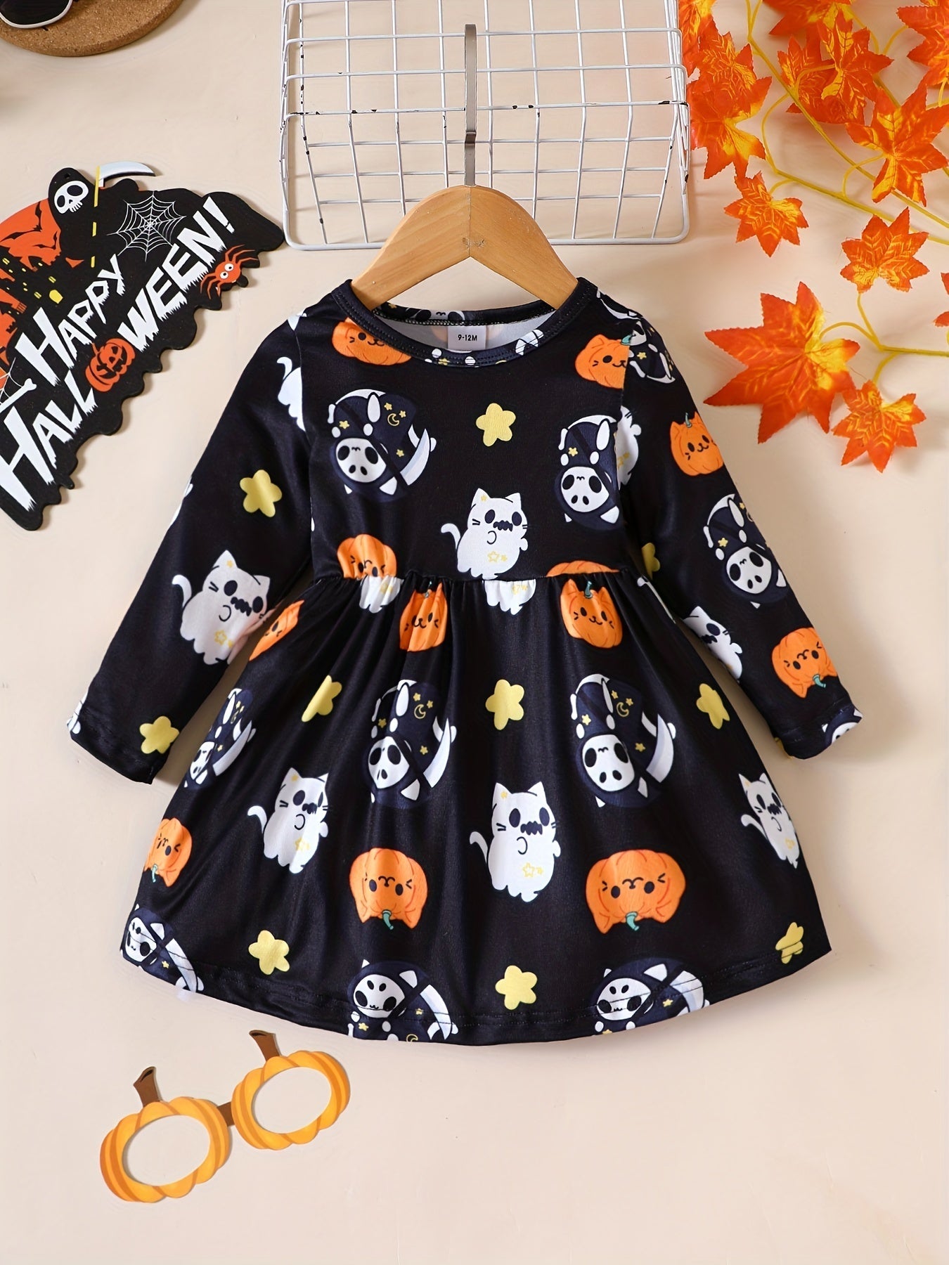 Halloween-Kleid für Baby Mädchen mit Print