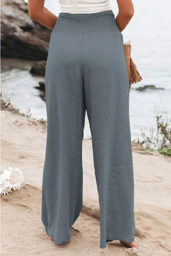 Audrey® | Gesmokte Hose aus Leinenmischung von Fresh Air mit Taschen