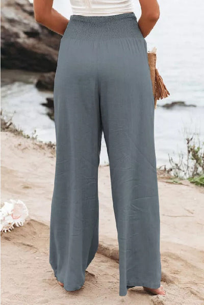 Audrey® | Gesmokte Hose aus Leinenmischung von Fresh Air mit Taschen