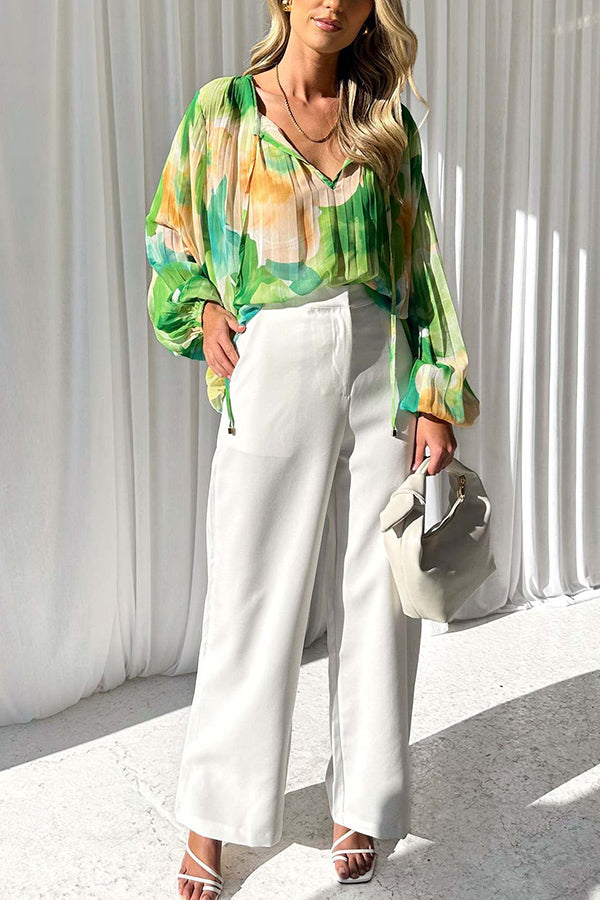 Louise® | Neues Herbst- und Winter-Temperament-V-Ausschnitt-bedrucktes Langarmshirt