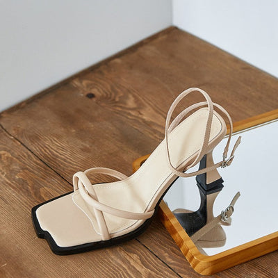 Rachael – Retro Stiletto Sandalen mit Offener Spitze und Hohem Absatz