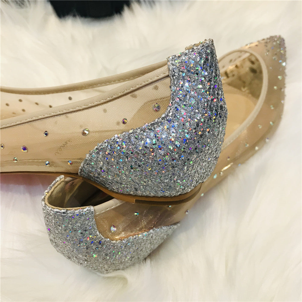 Betty – Transparente Damenschuhe mit Strass und Spitze