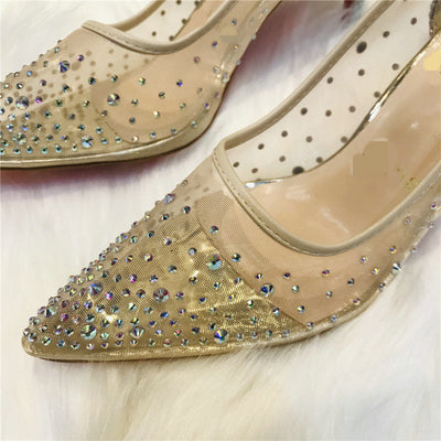 Betty – Transparente Damenschuhe mit Strass und Spitze