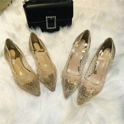 Betty – Transparente Damenschuhe mit Strass und Spitze