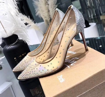 Betty – Transparente Damenschuhe mit Strass und Spitze