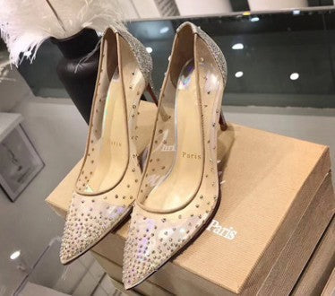 Betty – Transparente Damenschuhe mit Strass und Spitze