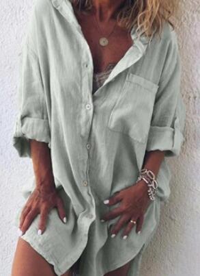 Diana – Lässige Leinen-Baumwollbluse in Unifarben