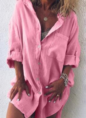 Diana – Lässige Leinen-Baumwollbluse in Unifarben