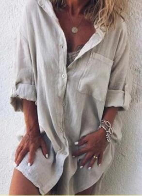 Diana – Lässige Leinen-Baumwollbluse in Unifarben