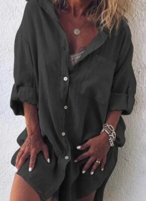 Diana – Lässige Leinen-Baumwollbluse in Unifarben