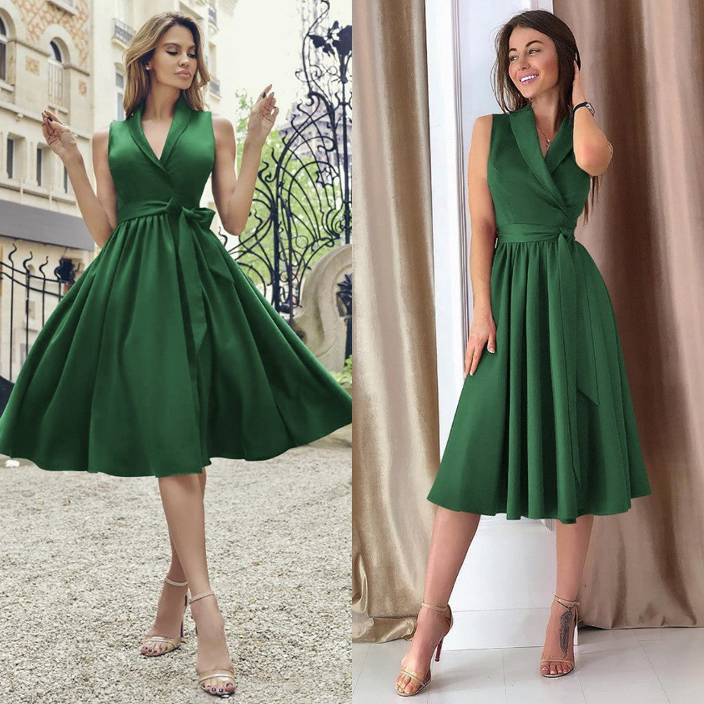 Jade – Midi Kleid Casual Ärmellos mit Gürtel