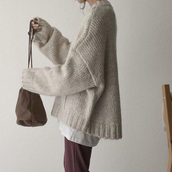Oversize Pullover mit Tasche Damen Elfenbein – Sofia