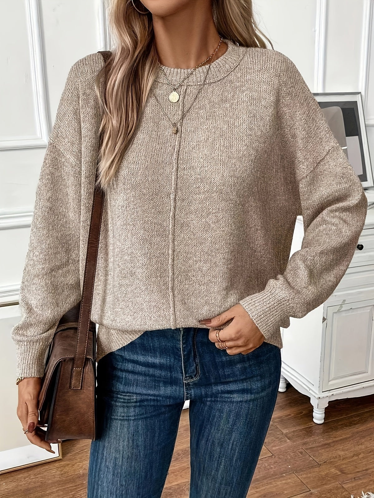 Stylischer Strickpullover Khaki - Mia